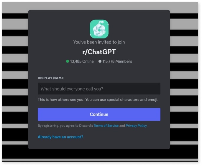 ChatGPT discord community