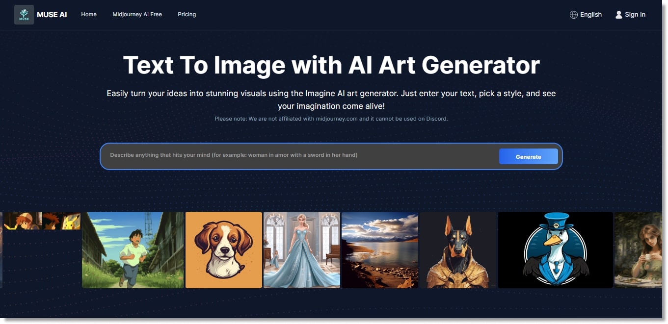Midjourney AI image generator free 