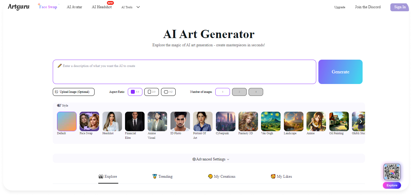 Art guru AI free image generator 