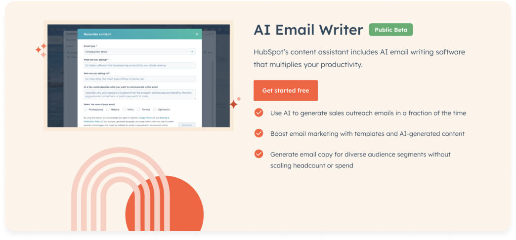 HubSpots free ai email writer