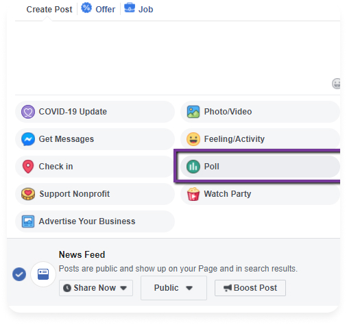Facebook poll option 