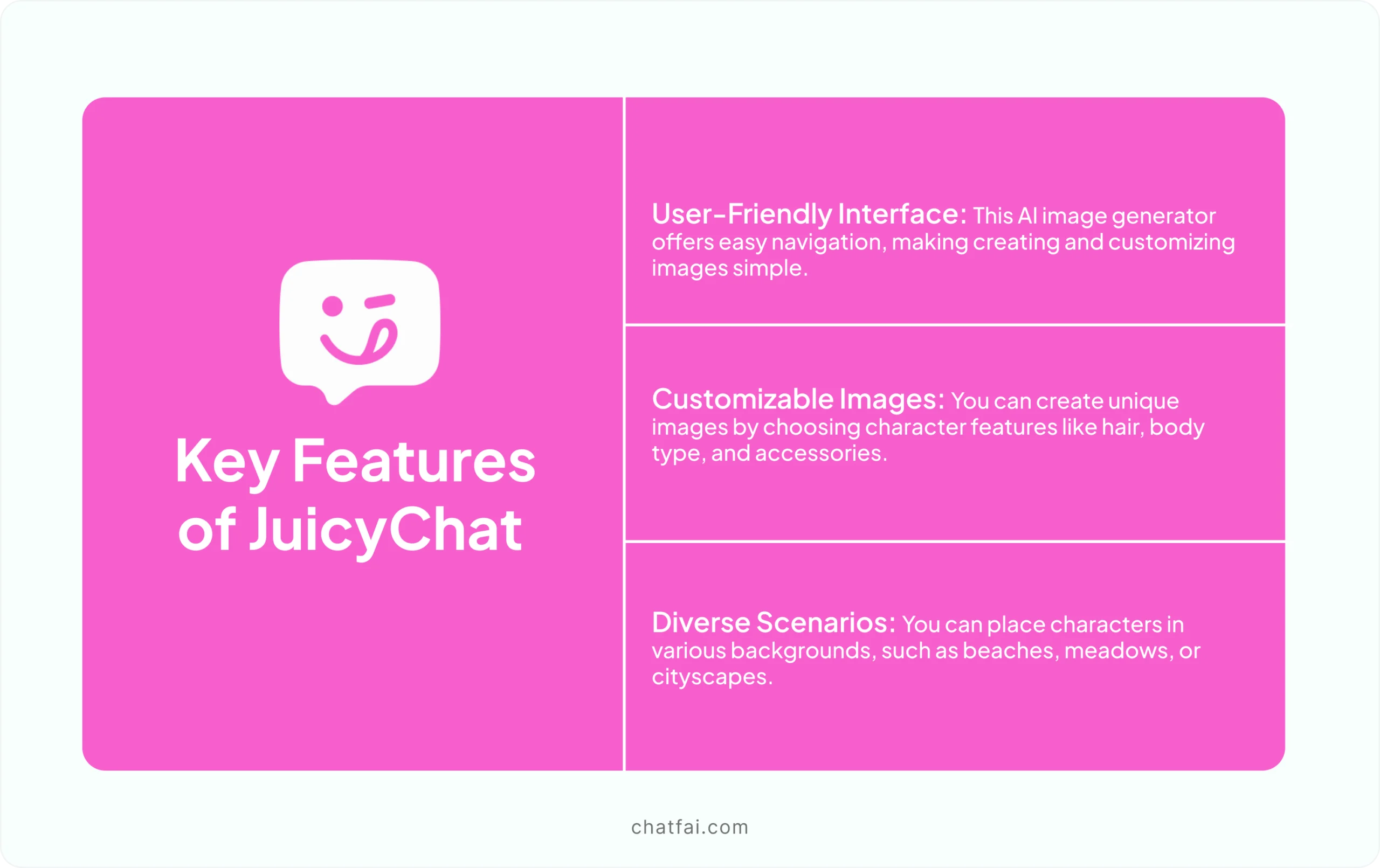 Key features of JuicyChat 