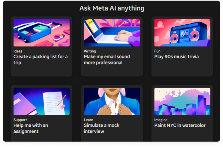 Meta AI categories 