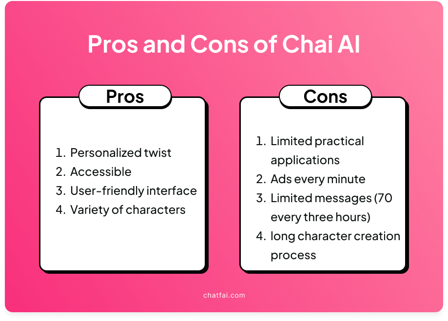 Chai AI pros cons