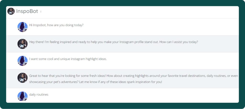Generating Instagram Highlight Ideas Using ChatFAI 