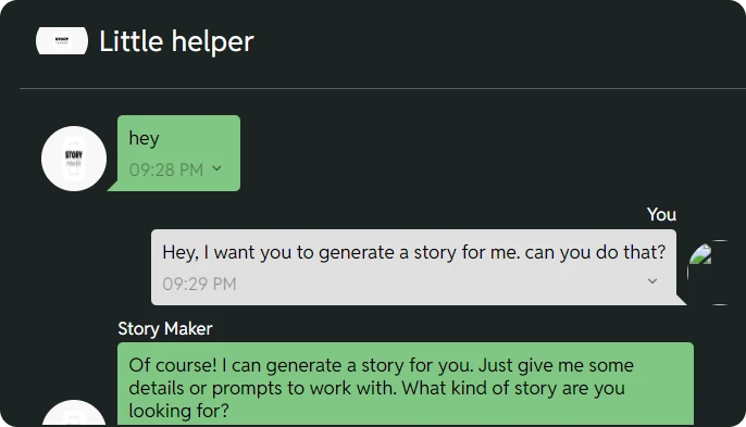 AI story maker chat 