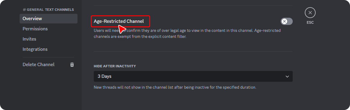 discord NSFW settings 