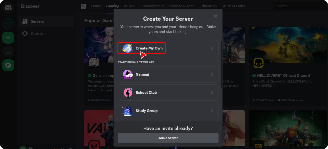 Create discord server 